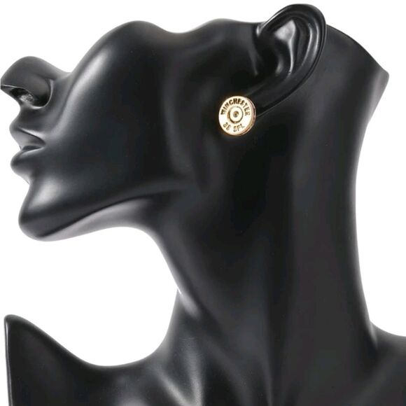 New Fp WINCHESTER 38 spl  BULLET western Cowboy Stud Earrings - Picture 2 of 9